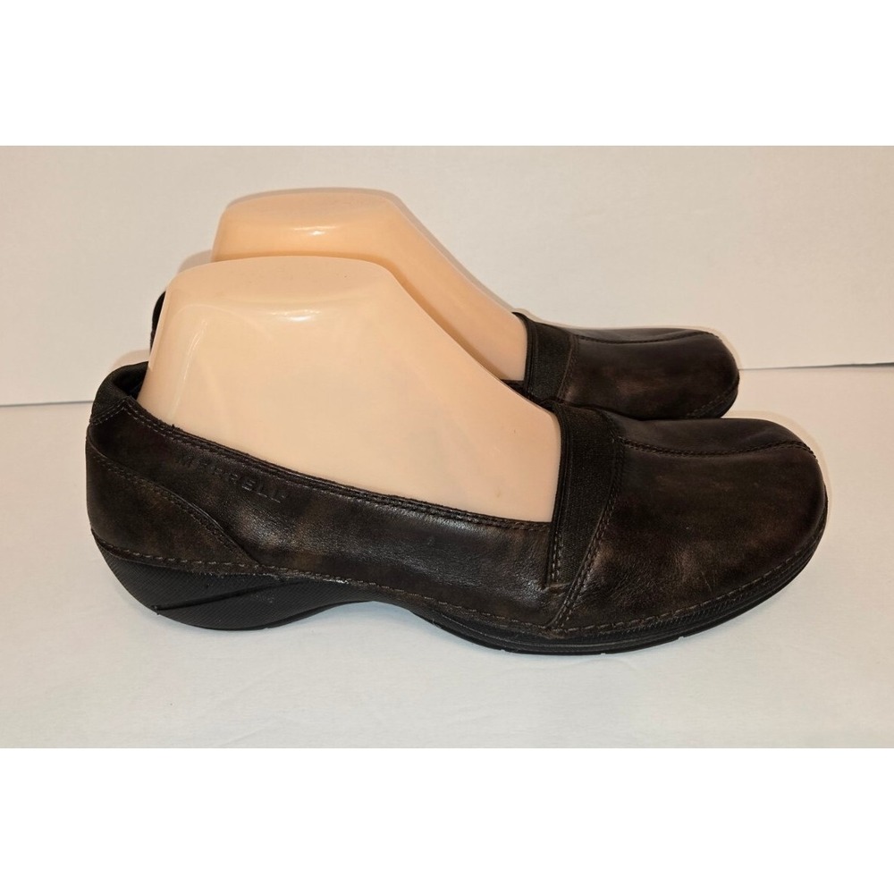 Womens Merrell Apure Brown Leather Slip On Shoes 7.5M